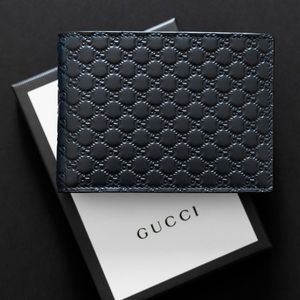 Gucci Navy Blue Microguccissima Leather Bifold